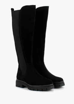 Sanatte Black Suede High Shaft Knee Boots