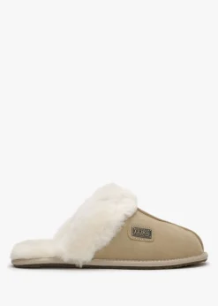 Sand Double-Face Sheepskin Closed Mule Slippers
