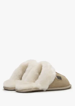 Sand Double-Face Sheepskin Closed Mule Slippers