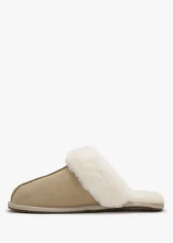 Sand Double-Face Sheepskin Closed Mule Slippers