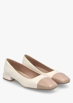 Saria Cream Leather Toe Cap Pumps