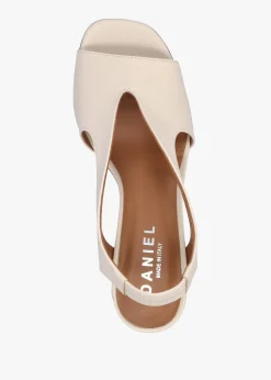 Scoop Cream Leather Cut Away Shaped Heel Sandals