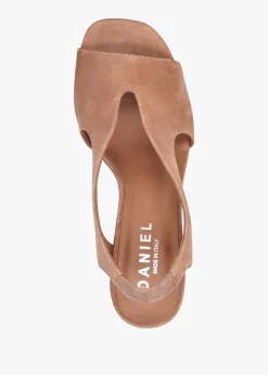 Scoop Tan Suede Cut Away Shaped Heel Sandals