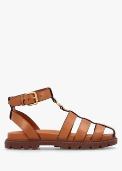 Sculpted C Fisherman Cognac Leather Sandals