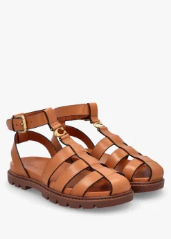 Sculpted C Fisherman Cognac Leather Sandals