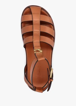 Sculpted C Fisherman Cognac Leather Sandals