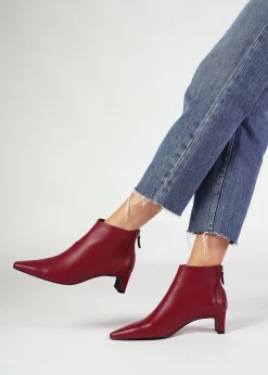 Sedda Burgundy Leather Low Heel Ankle Boots