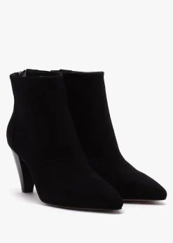 Serin Black Suede Zip Back Heeled Ankle Boots