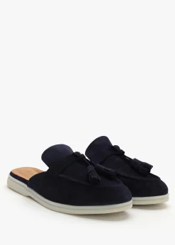 Siani Navy Suede Loafer Mules