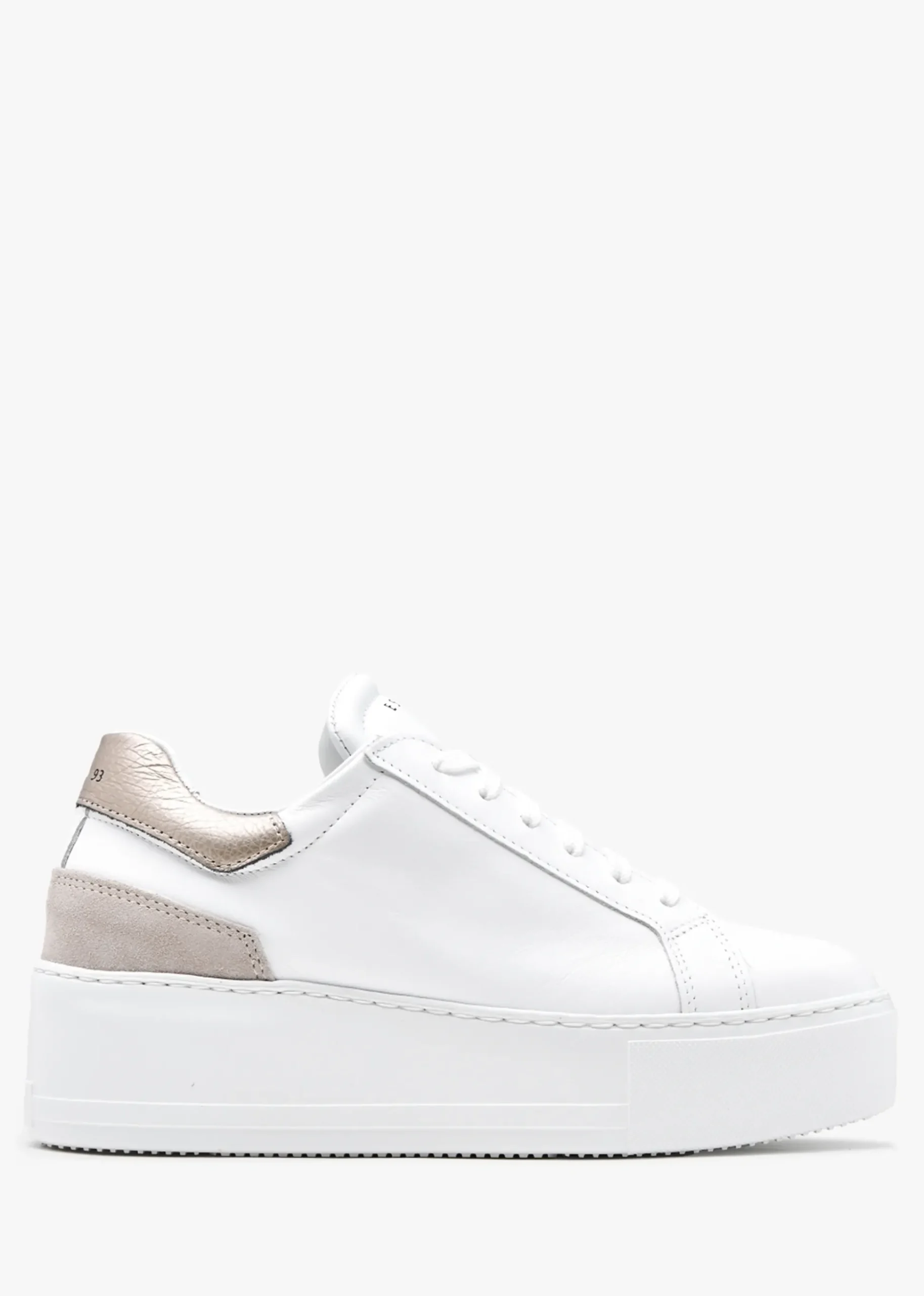 Sibley White Leather Gold Flash Flatform Trainers