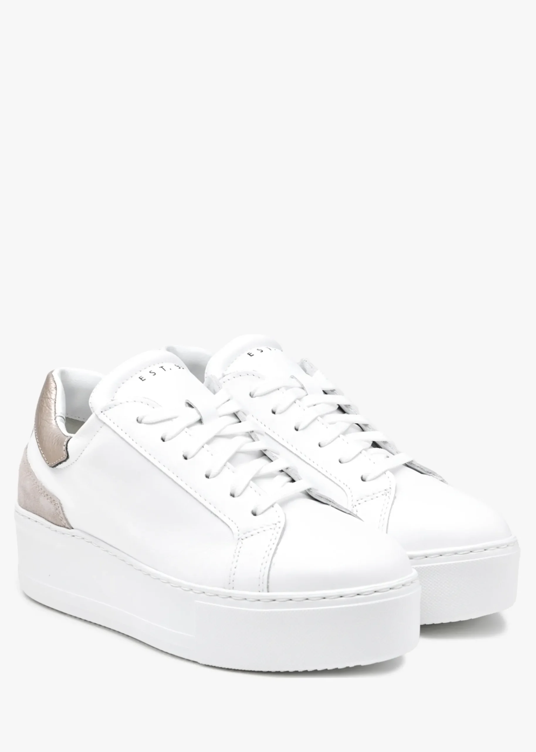 Sibley White Leather Gold Flash Flatform Trainers