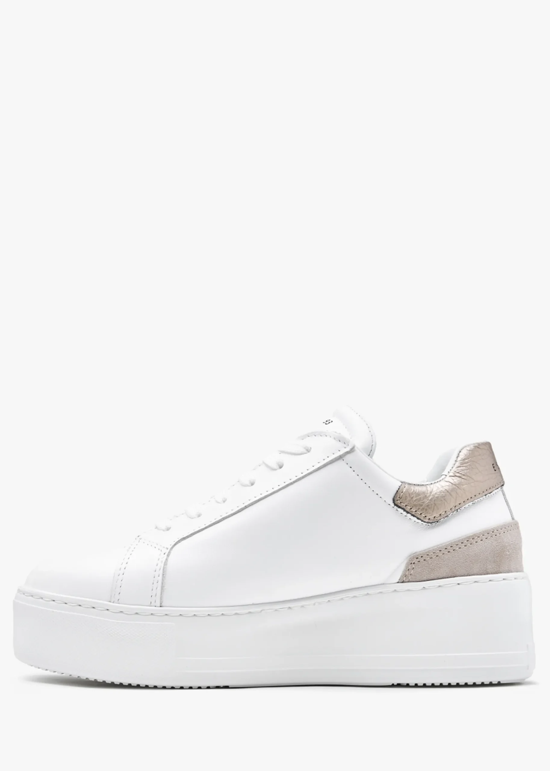 Sibley White Leather Gold Flash Flatform Trainers