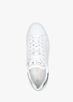 Sibley White Leather Silver Flash Flatform Trainers