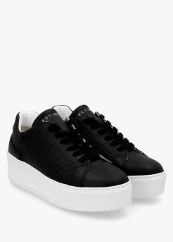 Sibwoven Black Leather Flatform Trainers
