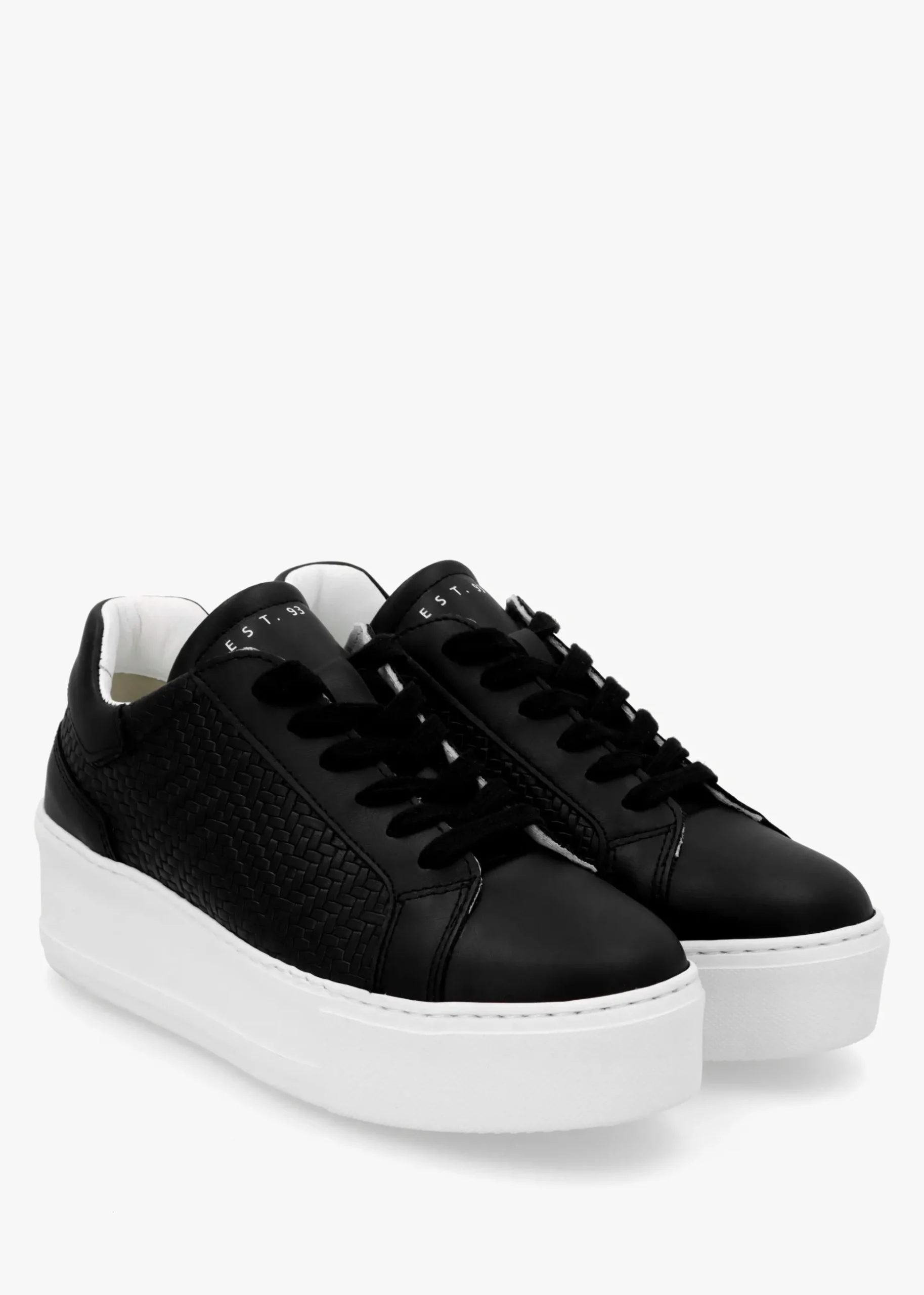 Sibwoven Black Leather Flatform Trainers
