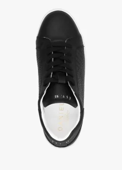 Sibwoven Black Leather Flatform Trainers