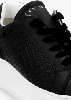 Sibwoven Black Leather Flatform Trainers
