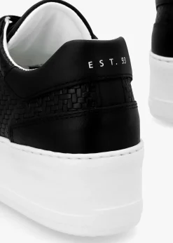 Sibwoven Black Leather Flatform Trainers