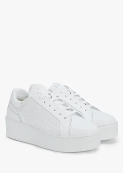 Sibwoven White Leather Flatform Trainers