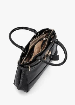 Silvye Luxury Black Moc Croc Satchel Bag