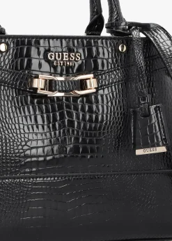 Silvye Luxury Black Moc Croc Satchel Bag