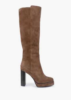 Sippy Tan Suede Platform Knee Boots