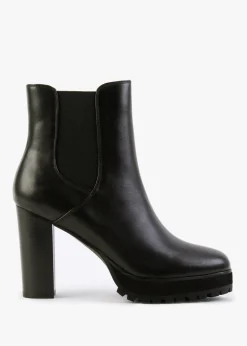 Slock Black Leather Block Heel Chelsea Boots