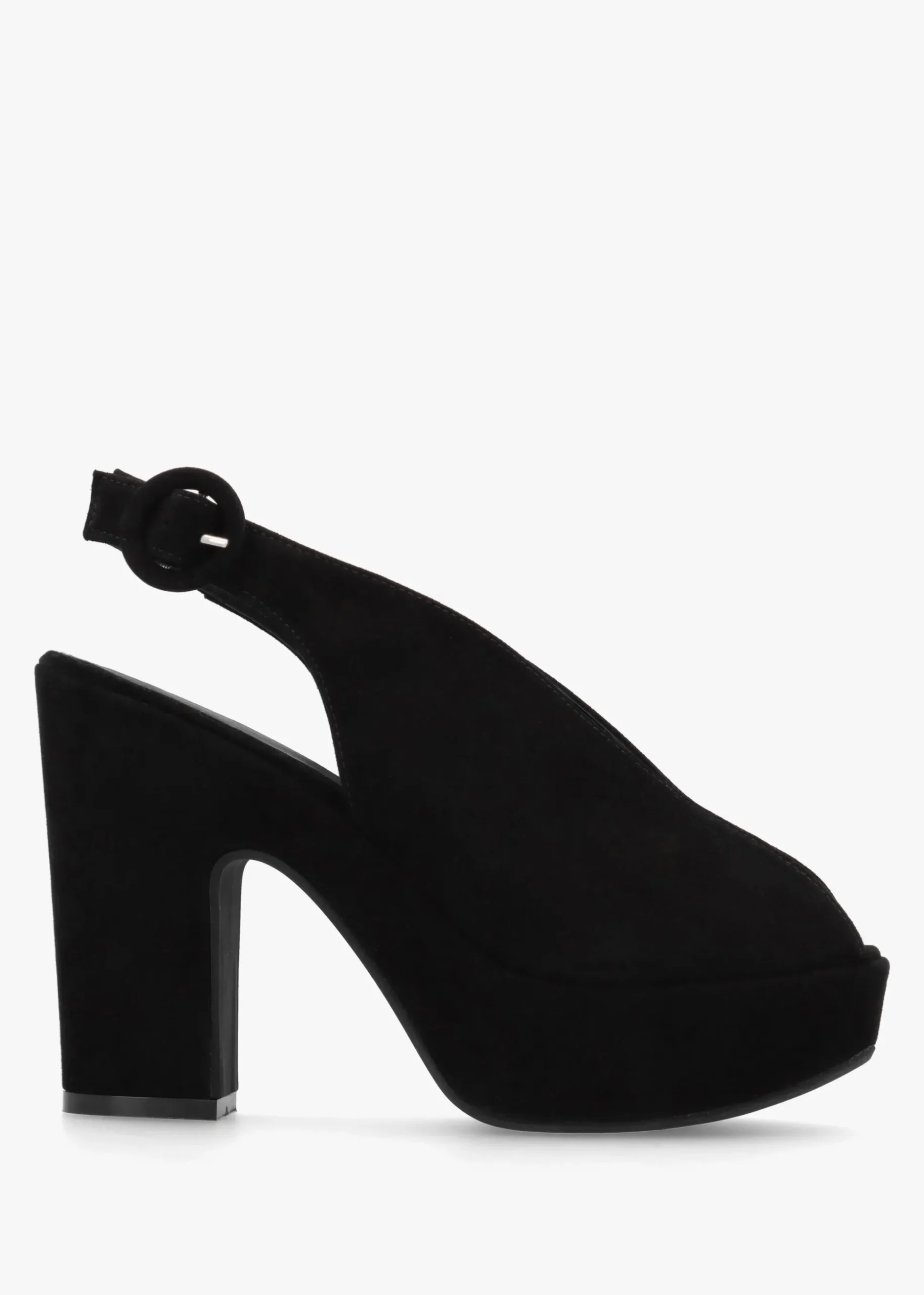 Solay Black Suede Platform Heeled Sandals
