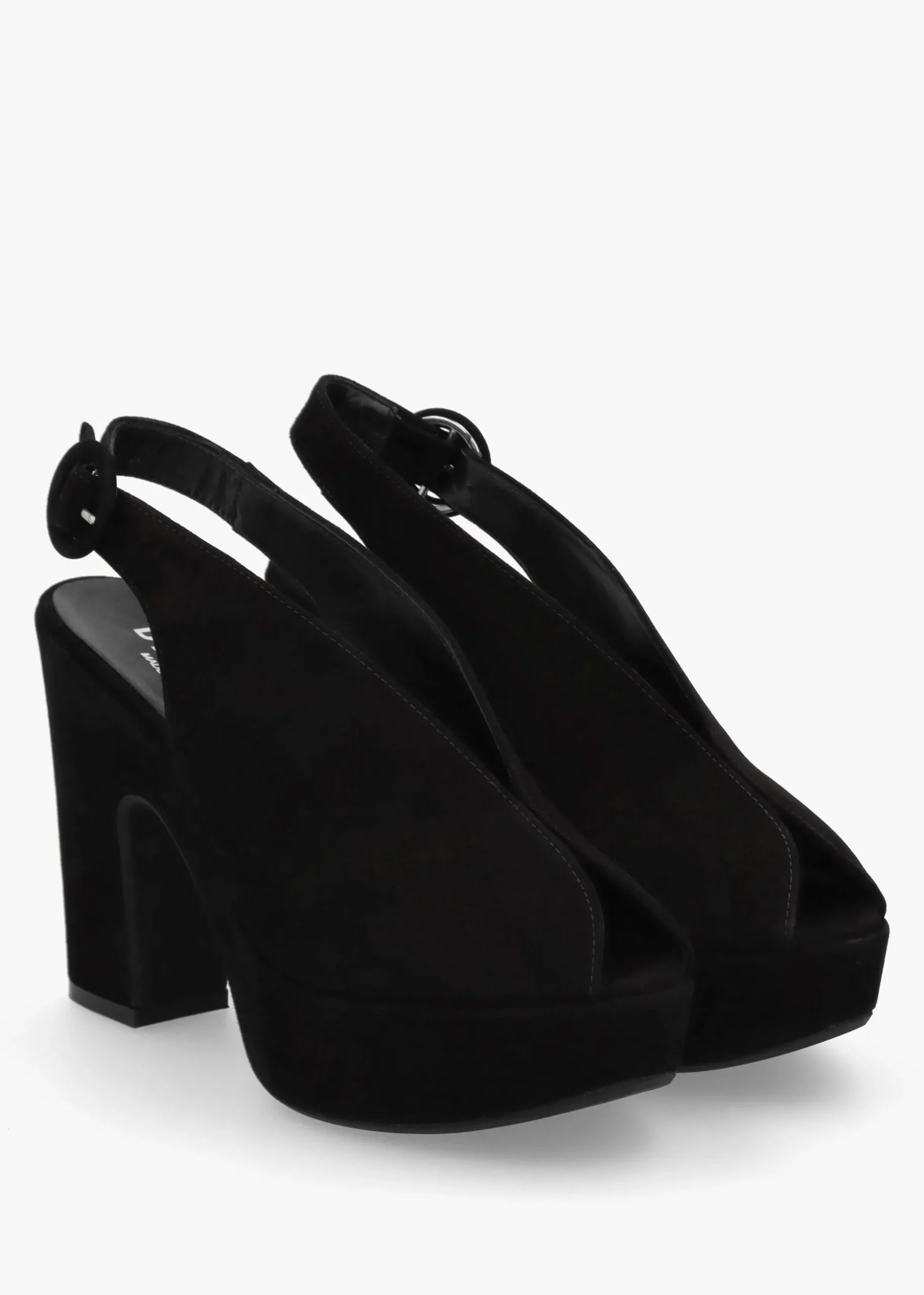 Solay Black Suede Platform Heeled Sandals