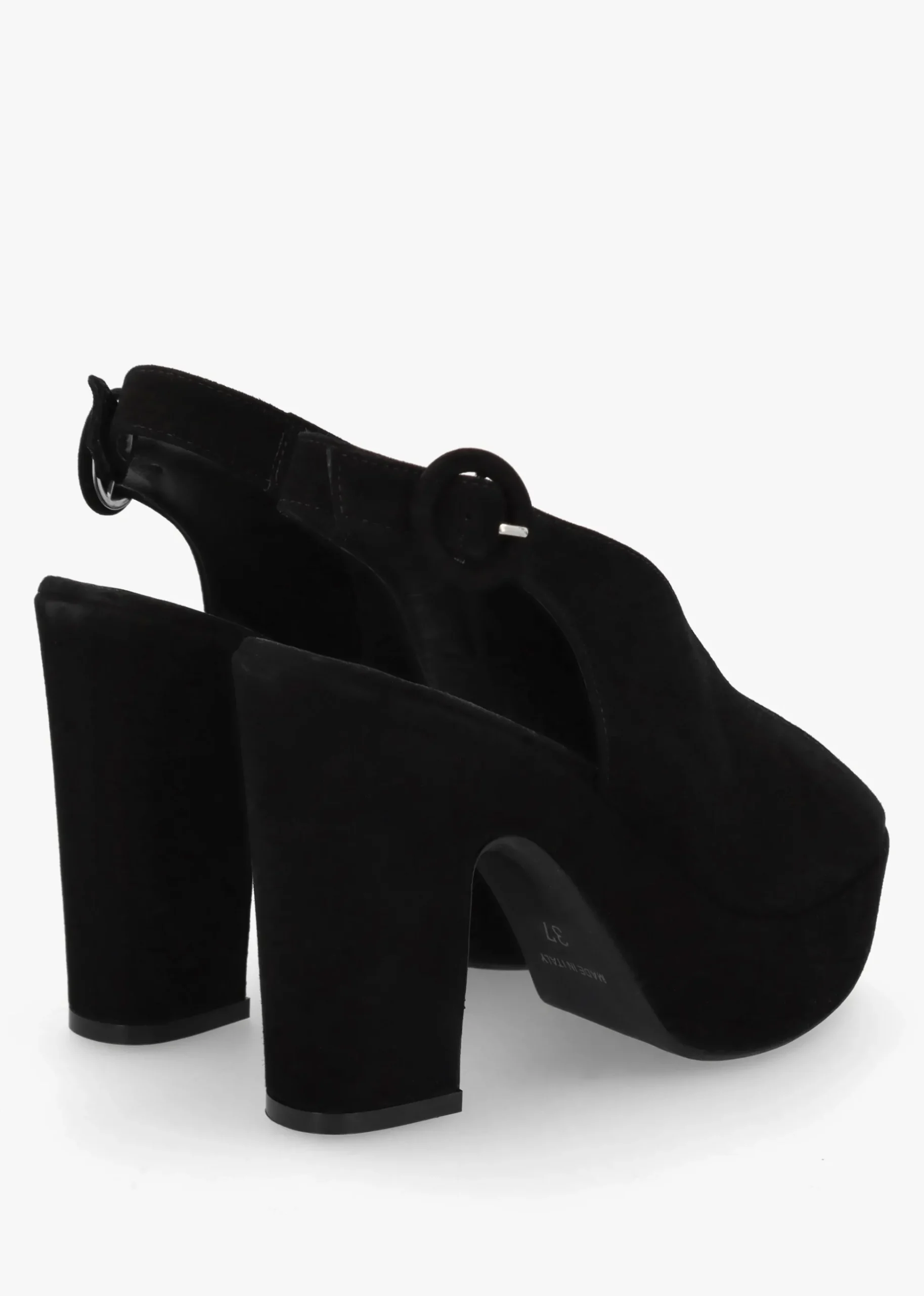 Solay Black Suede Platform Heeled Sandals