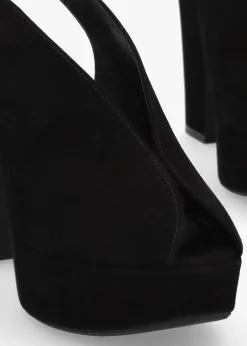 Solay Black Suede Platform Heeled Sandals