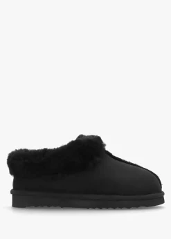 Somolly Black Suede Shearling Slippers