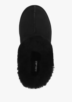 Somolly Black Suede Shearling Slippers