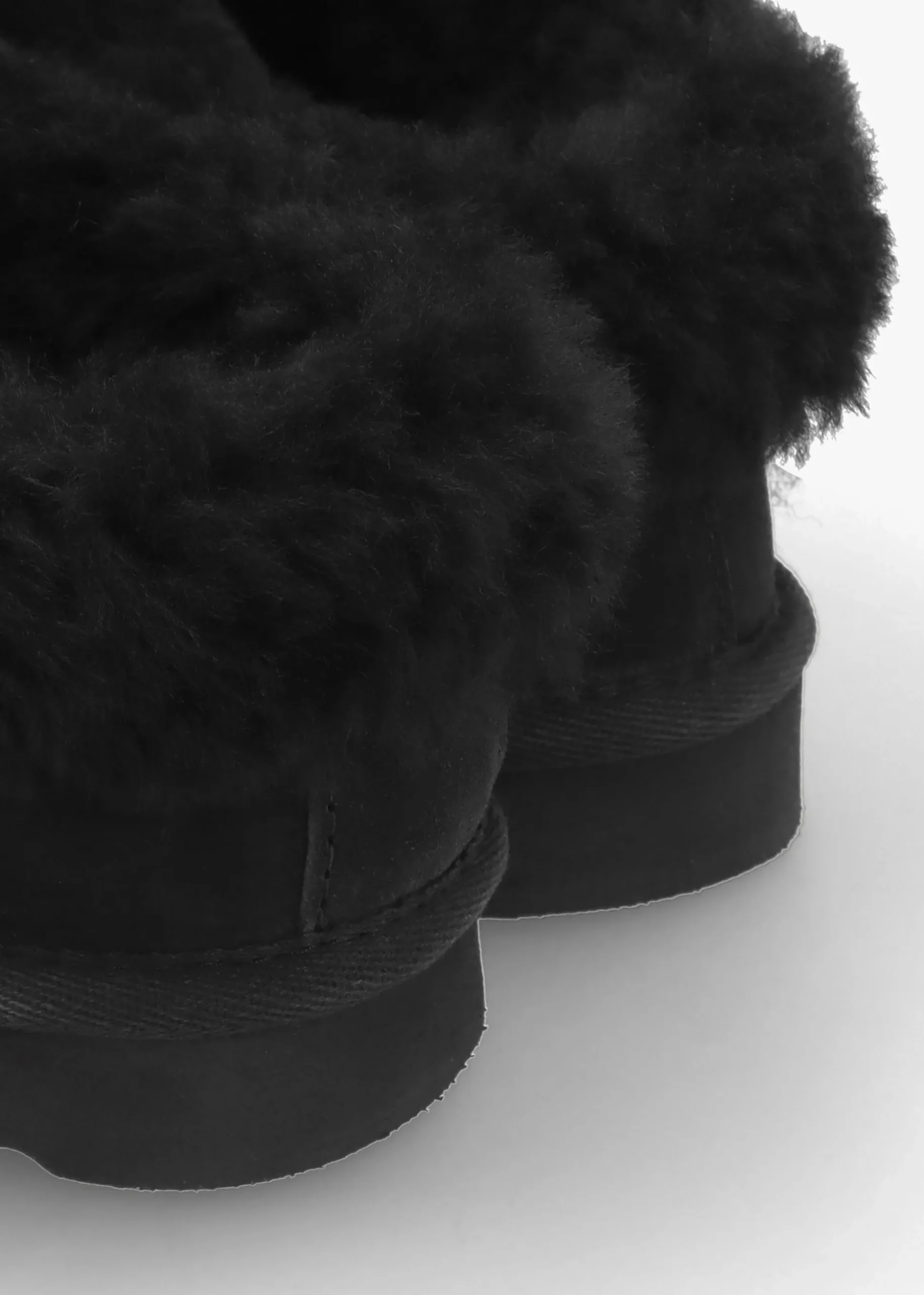 Somolly Black Suede Shearling Slippers