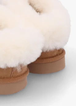 Somolly Tan Suede Shearling Slippers