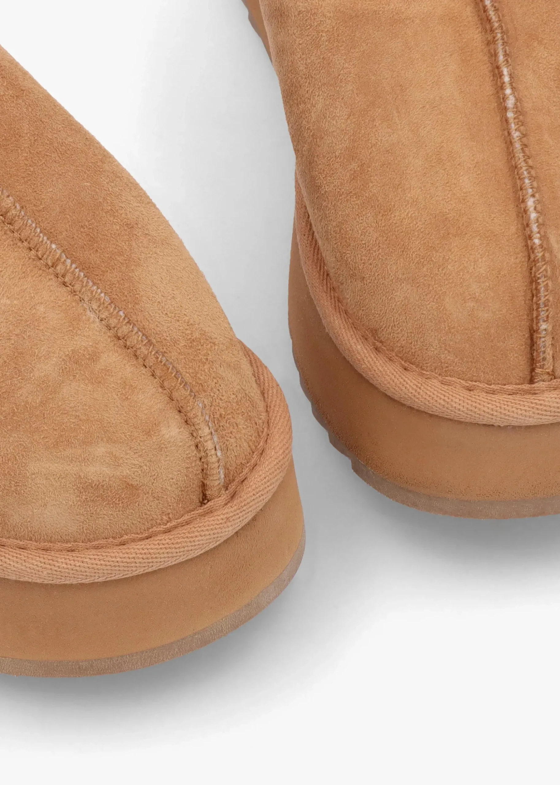 Somolly Tan Suede Shearling Platform Slippers