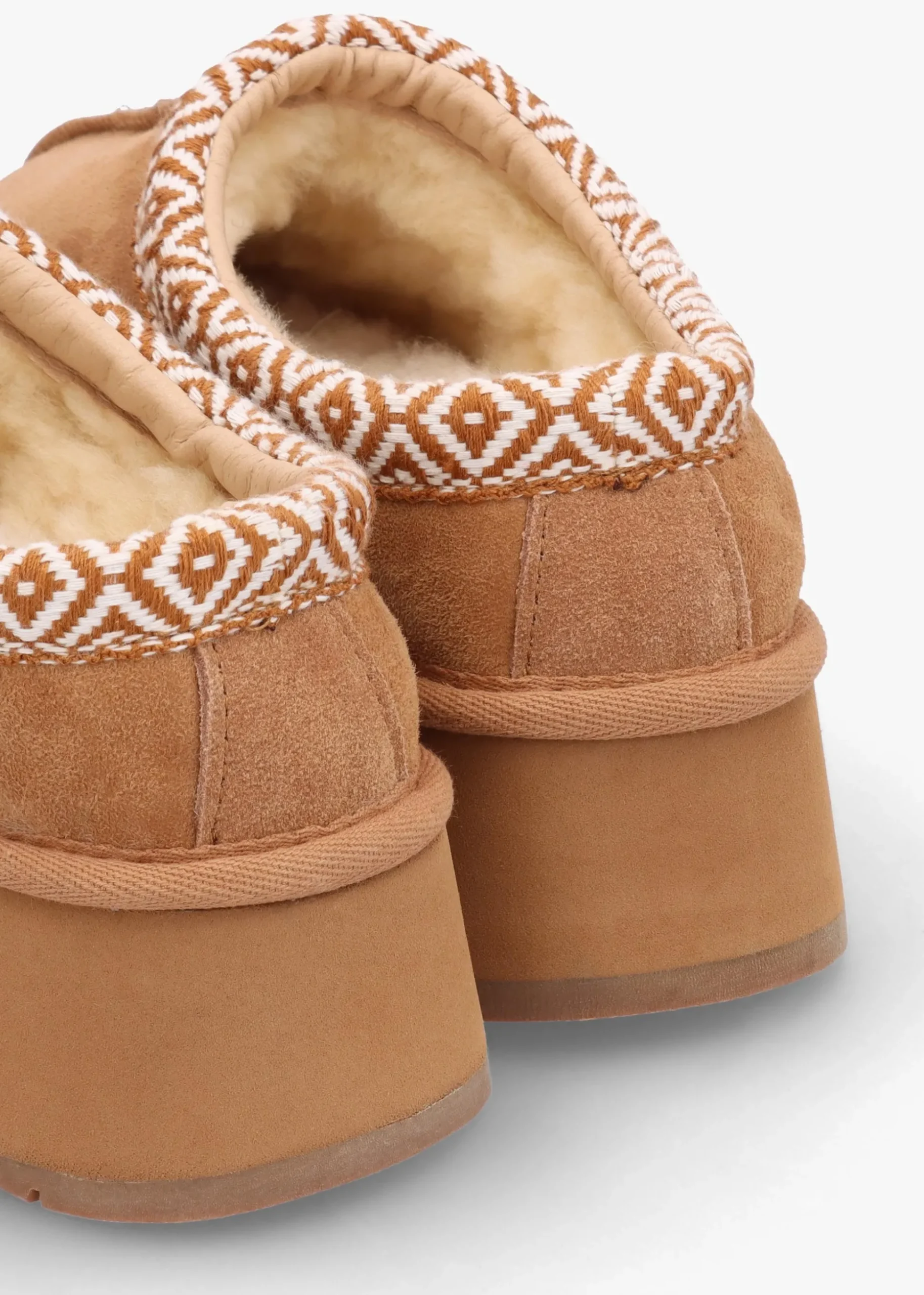 Somolly Tan Suede Shearling Platform Slippers