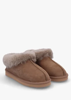 Somolly Taupe Suede Shearling Slippers