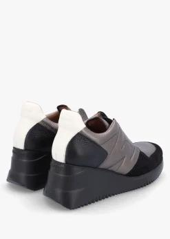 South Pewter Leather & Suede Wedge Trainers
