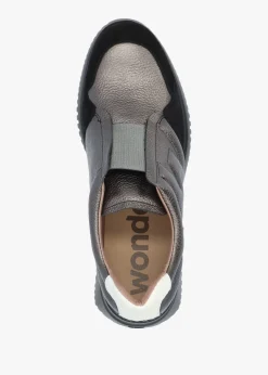 South Pewter Leather & Suede Wedge Trainers