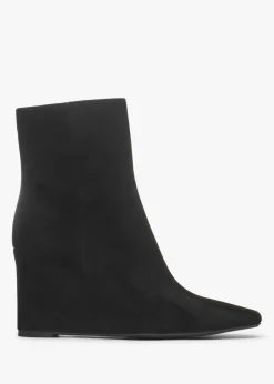 Spire Black Suede Wedge Ankle Boots