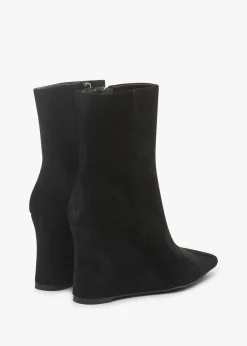 Spire Black Suede Wedge Ankle Boots