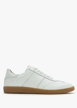 Stripe White Leather Low Profile Trainers