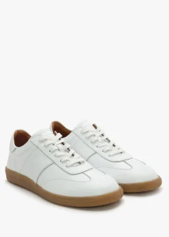 Stripe White Leather Low Profile Trainers