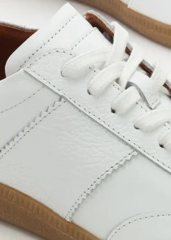 Stripe White Leather Low Profile Trainers