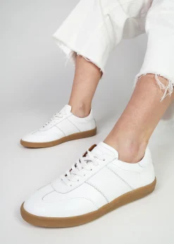 Stripe White Leather Low Profile Trainers