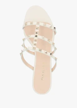 Studder Off White Leather Embellished Block Heeled Mules