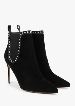 Studette Black Suede Studded Ankle Boots