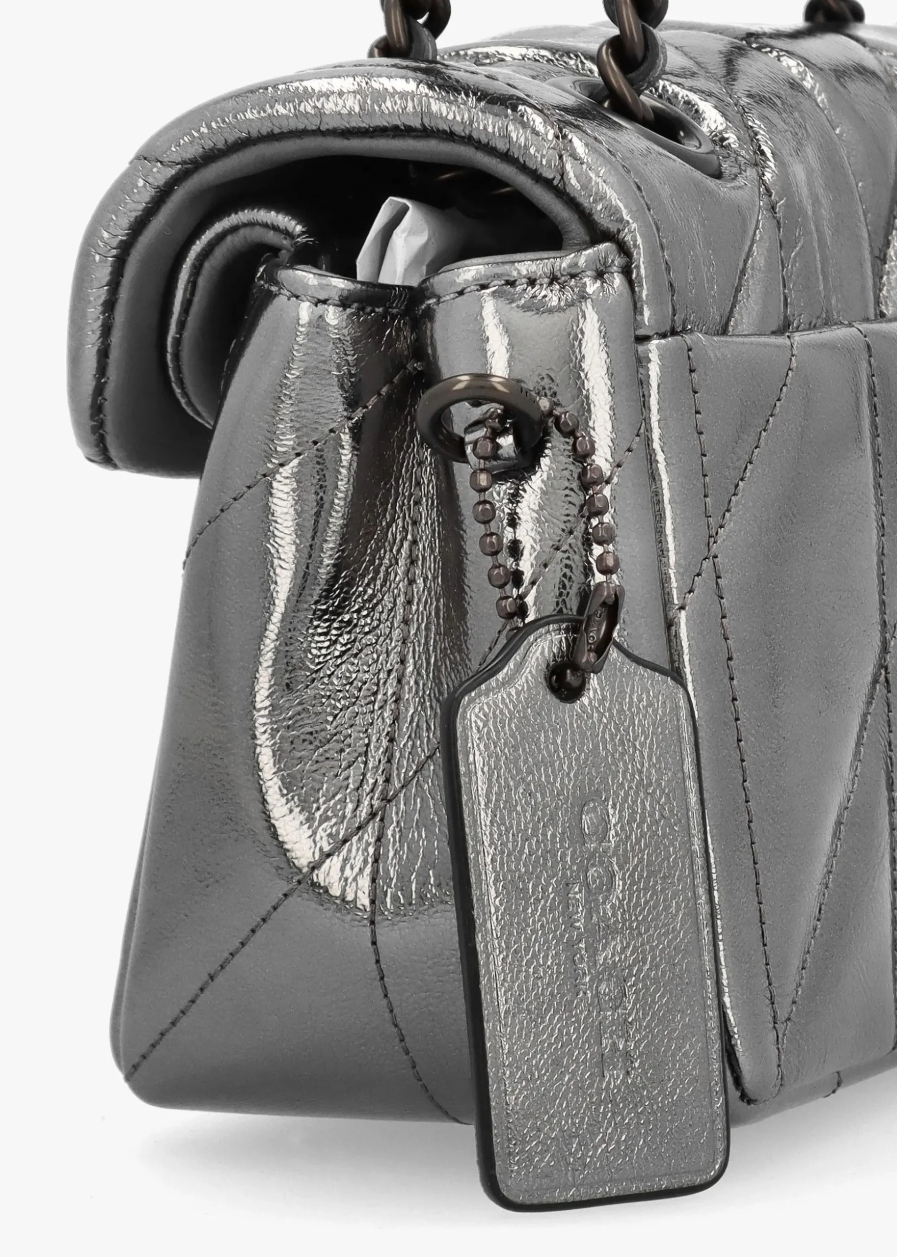Tabby 20 Quilted Anthracite Metallic Leather Shoulder Bag