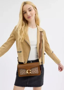 Tabby 26 Signature Coated Canvas Tan Brown Shoulder Bag